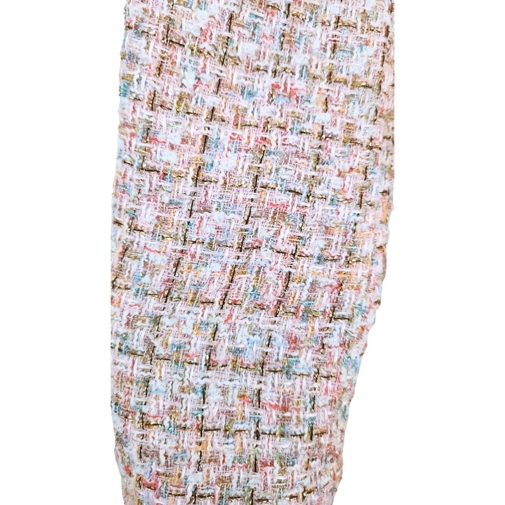 Self-Portrait Tweed Boucle Mini Dress Pink Gold Sequin Long Sleeve Suit Blazer 8 - Picture 10 of 12
